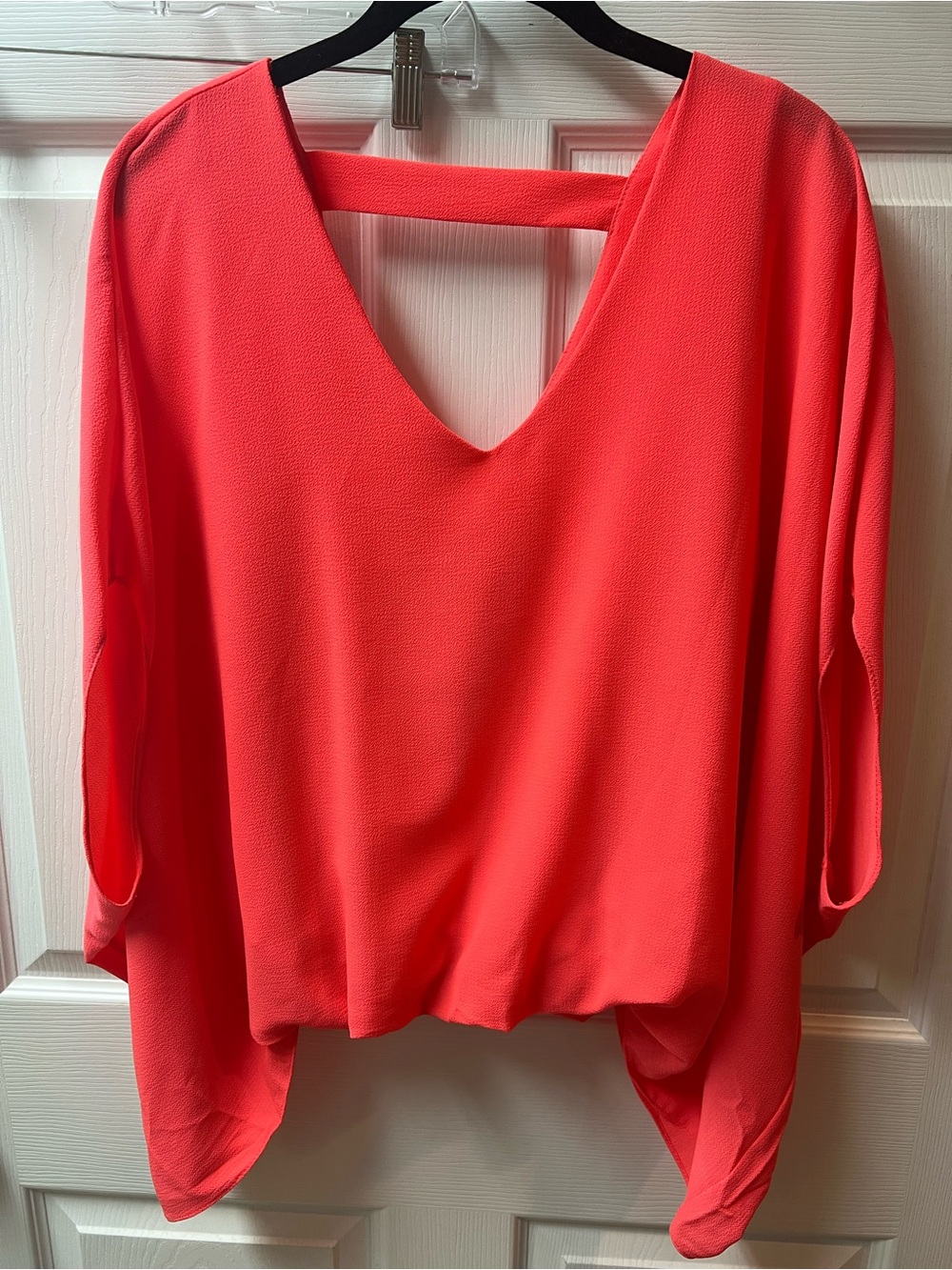 Tyche Coral V-Neck Batwing Blouse